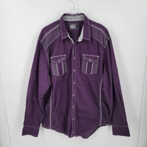 Buckle Black Shirt Mens XXL Purple Gray Button Up Athletic Fit Western